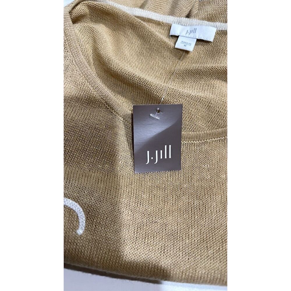 J. Jill Women's Beige Embroidered Knit Top Size M 3/4 Sleeve Blouse - NWT - Picture 5 of 5